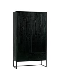Zwarte dressoir Silas van hout, Frame: geborsteld en gelakt eike, Poten: gelakt metaal, Zwart, B 85 x H 149 cm