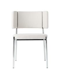 Chaises en tissu bouclé rembourrées Samantha, 2 pièces, Blanc cassé, argent, larg. 55 x prof. 55 cm