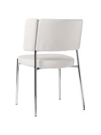 Chaises en tissu bouclé rembourrées Samantha, 2 pièces, Blanc cassé, argent, larg. 55 x prof. 55 cm