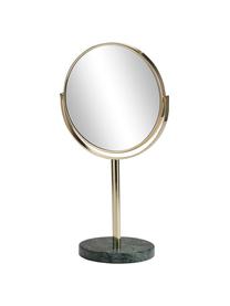Specchio cosmetico con base in marmo Ramona, Cornice: metallo, Superficie dello specchio: lastra di vetro, Dorato, verde, marmorizzato, Ø 20 x Alt. 34 cm
