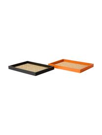 Deko-Tablett Carina mit Wiener Geflecht, Ablagefläche: Rattan, Rand: Mitteldichte Holzfaserpla, Orange, B 35 x H 3 cm