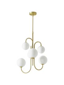 Pendelleuchte Avalee aus Glas, Baldachin: Metall, beschichtet, Weiß, Goldfarben, Ø 55 x H 100 cm