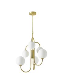 Pendelleuchte Avalee aus Glas, Baldachin: Metall, beschichtet, Weiß, Goldfarben, Ø 55 x H 100 cm