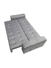 Sofá cama de terciopelo Byron (3 plazas), con espacio de almacenamiento, Tapizado: terciopelo de poliéster A, Estructura: madera de pino maciza, ma, Patas: metal pintado, Terciopelo gris claro, An 250 x F 105 cm