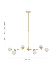 Grote hanglamp Aurelia goudkleurig, Baldakijn: vermessingd metaal, Wit, messingkleurig, B 110 x H 60 cm