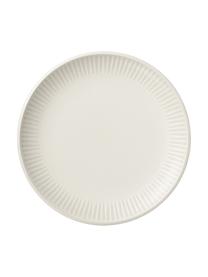 Assiettes plates avec motif à rayures Zabelle, 4 pièces, Grès cérame, Blanc crème, beige, Ø 27 x haut. 3 cm