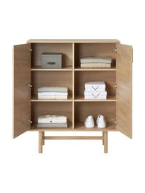 Wysoka komoda z drewna dębowego Diana, Korpus: płyta wiórowa z fornirem , Nogi: lite drewno dębowe z cert, Drewno naturalne, S 100 x W 120 cm