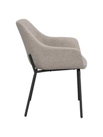 Krzesło tapicerowane z metalowymi nogami Haley, Tapicerka: 100% polipropylen, Stelaż: drewno warstwowe, Nogi: metal powlekany, Szarobeżowy, czarny, S 59 x G 61 cm
