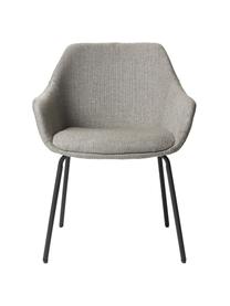Sedia imbottita grigio chiaro con gambe in metallo Haley, Rivestimento: 100% polipropilene, Struttura: compensato, Gambe: metallo rivestito, Tessuto grigio-beige, Larg. 59 x Prof. 61 cm