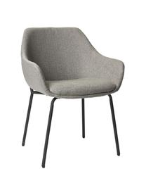 Krzesło tapicerowane z metalowymi nogami Haley, Tapicerka: 100% polipropylen, Stelaż: drewno warstwowe, Nogi: metal powlekany, Beżowoszara tkanina, S 59 x G 61 cm