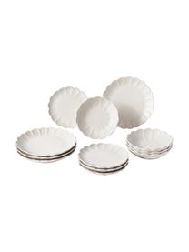 Vajilla Sabina, 4 personas (12 pzas.), Gres, Blanco, Set de diferentes tamaños