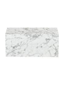 Tavolino da salotto effetto marmo Lesley, Pannello di fibra a media densità (MDF) rivestito con foglio di melamina, Bianco marmorizzato, lucido, Larg. 90 x Prof. 50 cm