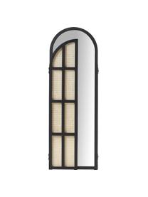 Standspiegel Aura mit Rattan-Paravent, Rahmen: Mitteldichte Holzfaserpla, Wiener Geflecht: Rattan, Spiegelfläche: Spiegelglas, Schwarz, Hellbraun, B 172 x H 180 cm