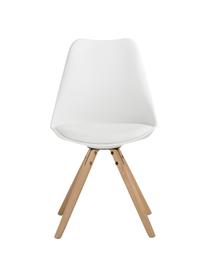Kunststoffstühle Max in Weiß, 2 Stück, Sitzfläche: Kunstleder, PVC-Kunststof, Beine: Buchenholz, Weiß, B 46 x T 54 cm