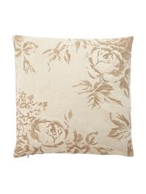 Katoenen kussenhoes Breight met geweven jacquardpatroon, 100% katoen, Bruin, beige, B 50 x L 50 cm