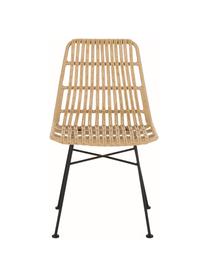 Krzesło z polirattanu Costa, 2 szt., Stelaż: metal malowany proszkowo, Jasny brązowy, czarny, S 47 x G 61 cm