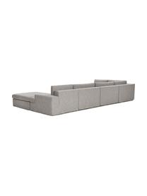 Modulaire woonlandschap Russell, Bekleding: 100% katoen Met 50.000 sc, Frame: massief grenenhout FSC-ge, Poten: kunststof, Geweven stof grijs, B 412 x H 77 cm