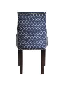 Krzesło tapicerowane z aksamitu Flora, Ciemnoniebieski aksamit, Nogi: ciemny brązowy, S 48 x G 55 cm