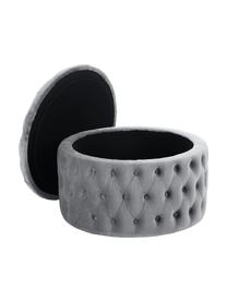 Pouf contenitore XL in velluto Chiara, Rivestimento: velluto (poliestere) Con , Grigio, Ø 70 x Alt. 42 cm