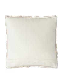 Funda de cojín de algodón texturizado Sela, 100% algodón ecológico con certificado BCI, Blanco crema, marrón, beige, An 45 x L 45 cm