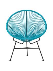 Fotel wypoczynkowy ze splotu z tworzywa sztucznego Bahia, Stelaż: metal malowany proszkowo, Turkusowy, S 81 x G 73 cm