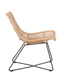 Sedia a poltrona in polirattan Costa, Seduta: intreccio in polietilene, Struttura: metallo verniciato a polv, Marrone chiaro, nero, Larg. 64 x Prof. 64 cm