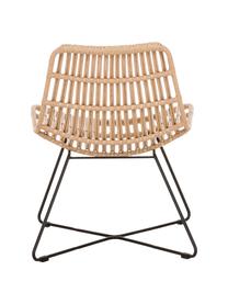 Sedia a poltrona in polirattan Costa, Seduta: intreccio in polietilene, Struttura: metallo verniciato a polv, Marrone chiaro, nero, Larg. 64 x Prof. 64 cm