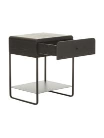 Mesilla de noche Sally, Estructura: chapa de fresno, melamina, Estructura: metal con pintura en polv, Negro, An 45 x Al 58 cm