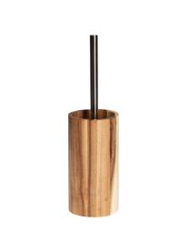 Escobilla de baño de madera de acacia Wood, Recipiente: madera de acacia, Madera de acacia, plateado, Ø 10 x Al 36 cm