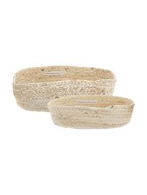 Set cestini per pane fatti a mano in foglie di mais Corinna, Foglie di mais intrecciate, Beige chiaro, Set in varie misure