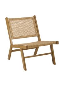 Fotel ogrodowy ze splotem z tworzywa sztucznego z imitacją drewna Palina, Stelaż: metal malowany proszkowo, Brązowy, S 57 x G 78 cm