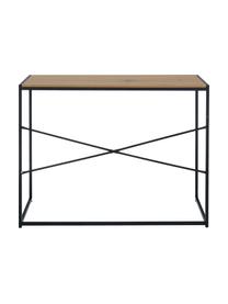 Scrivania stretta in legno e metallo Seaford, Struttura: metallo verniciato a polv, Legno di quercia, nero, Larg. 100 x Prof. 45 cm