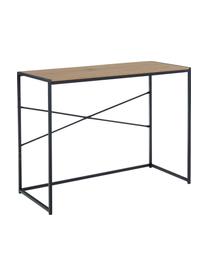 Úzký psací stůl ze dřeva a kovu Seaford, Dubové dřevo, černá, Š 100 cm, H 45 cm