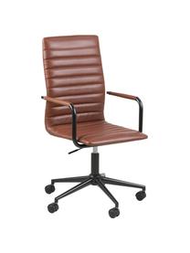 Sedia da scrivania in similpelle Winslow, regolabile in altezza, Rivestimento: similpelle (poliuretano), Seduta: 24 kg/m³, Struttura: metallo verniciato a polv, Ruote: plastica, Cognac, Larg. 45 x Prof. 58 cm