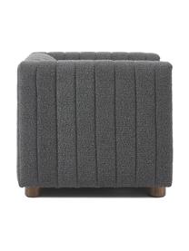 Poltrona in bouclé color antracite con piedini in legno Antonio, Rivestimento: bouclé (100% poliestere) , Struttura: legno massiccio, compensa, Gambe: legno di quercia, Bouclè antracite, Larg. 88 x Alt. 71 cm