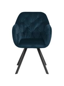 Chaise pivotante en velours Lucie, Velours bleu foncé, larg. 58 x prof. 62 cm