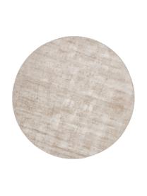 Rond viscose vloerkleed Jane in beige, handgeweven, Onderzijde: 100% katoen, Beige, Ø 200 cm (maat L)