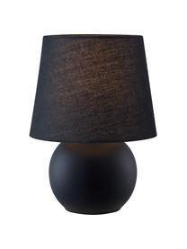 Kleine Keramik-Nachttischlampe Isla in Schwarz, Lampenschirm: Baumwolle, Lampenfuß: Keramik, Schwarz, Ø 16 x H 22 cm