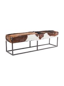 Ziegenfell-Sitzbank Country Life, Sitzfläche: Ziegenfell, Gestell: Stahl, lackiert, Ziegenfell, Schwarz, B 140 x H 47 cm
