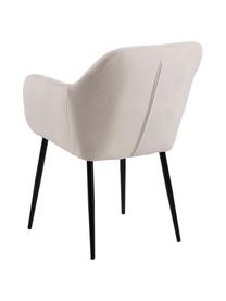Sametová židle s područkami a kovovými nohami Emilia, Béžová, černá, Š 57 cm, H 59 cm