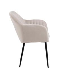 Sametová židle s područkami a kovovými nohami Emilia, Béžová, černá, Š 57 cm, H 59 cm