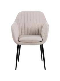 Armlehnstuhl Emilia mit Metallbeinen, Bezug: Polyester Der hochwertige, Beine: Metall, lackiert, Webstoff Beige, Schwarz, B 57 x T 59 cm