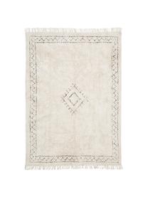 Ręcznie tuftowany dywan z bawełny z frędzlami Fionn, 100% bawełna, Beżowy, czarny, S 160 x D 230 cm (Rozmiar M)