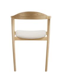 Sedia con braccioli in legno con cuscino Angelina, Rivestimento: poliestere Il rivestiment, Struttura: legno di frassino, certif, Tessuto bianco crema, legno di frassino chiaro, Larg. 57 x Alt. 80 cm