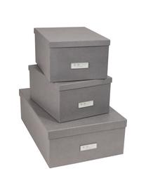 Boîte de rangement Inge, 3 élém., Extérieur boîte : gris clair Intérieur boîte : blanc, Lot de différentes tailles