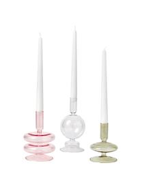Kerzenhalter-Set Clea in organischer Form, 3-tlg., Glas, Rosa, Grün, transparent, Set mit verschiedenen Größen