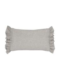 Housse de coussin rectangulaire avec volants Colette, 60 % polyester, 25 % coton, 15 % lin, Gris, larg. 30 x long. 50 cm