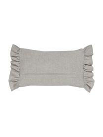 Housse de coussin rectangulaire avec volants Colette, 60 % polyester, 25 % coton, 15 % lin, Gris, larg. 30 x long. 50 cm