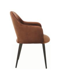 Krzesło z podłokietnikami z aksamitu Rachel, Tapicerka: aksamit (wysokiej jakości, Nogi: metal malowany proszkowo, Brązowy aksamit, S 55 x G 65 cm