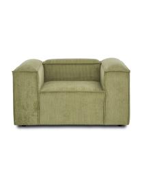 Sessel Lennon aus Cord, Bezug: Cord (92% Polyester, 8% P, Gestell: Massives Kiefernholz, FSC, Beine: Kunststoff, Cord Grün, B 130 x T 101 cm